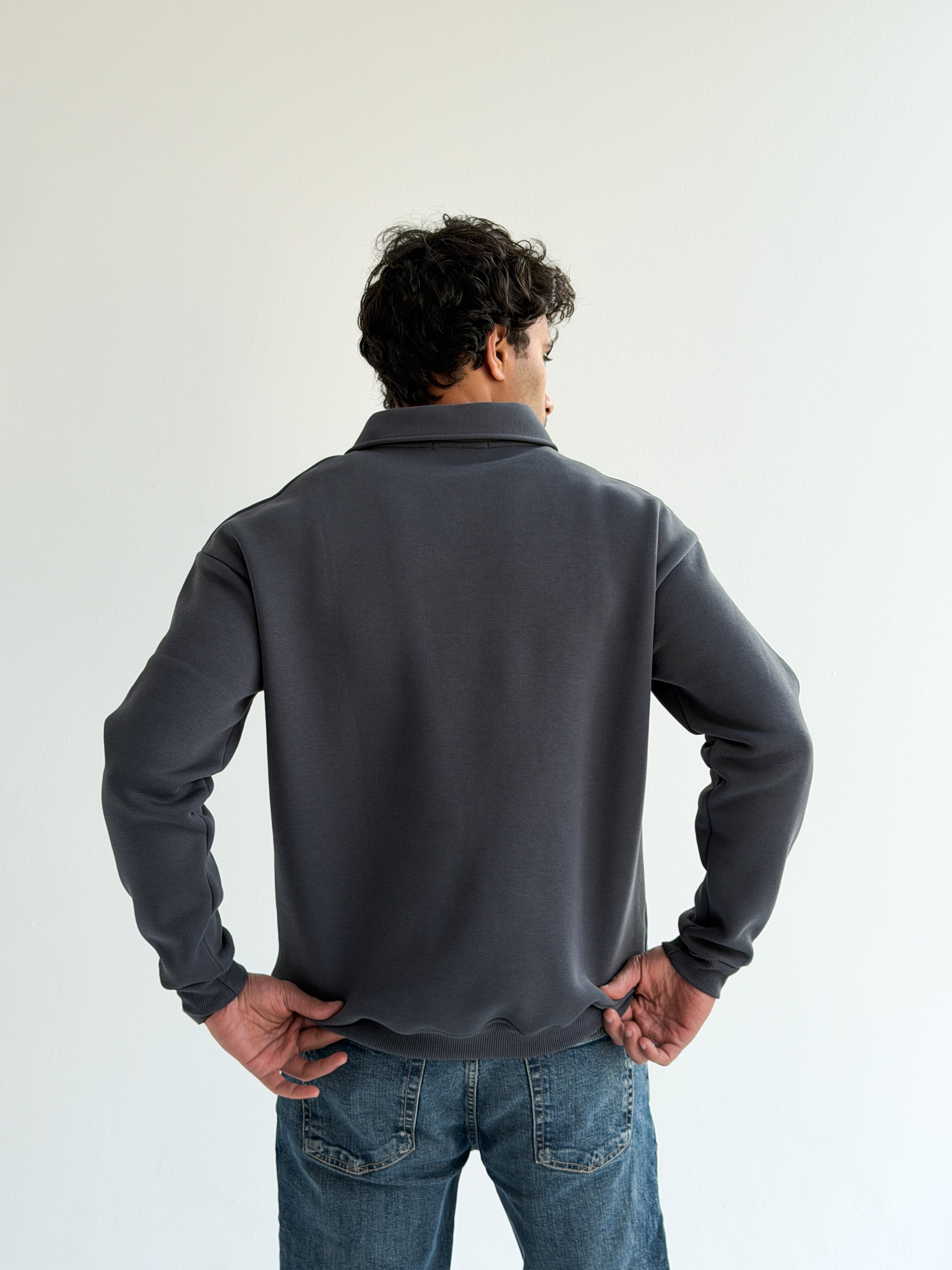 Steel grey Collared sweatshirt