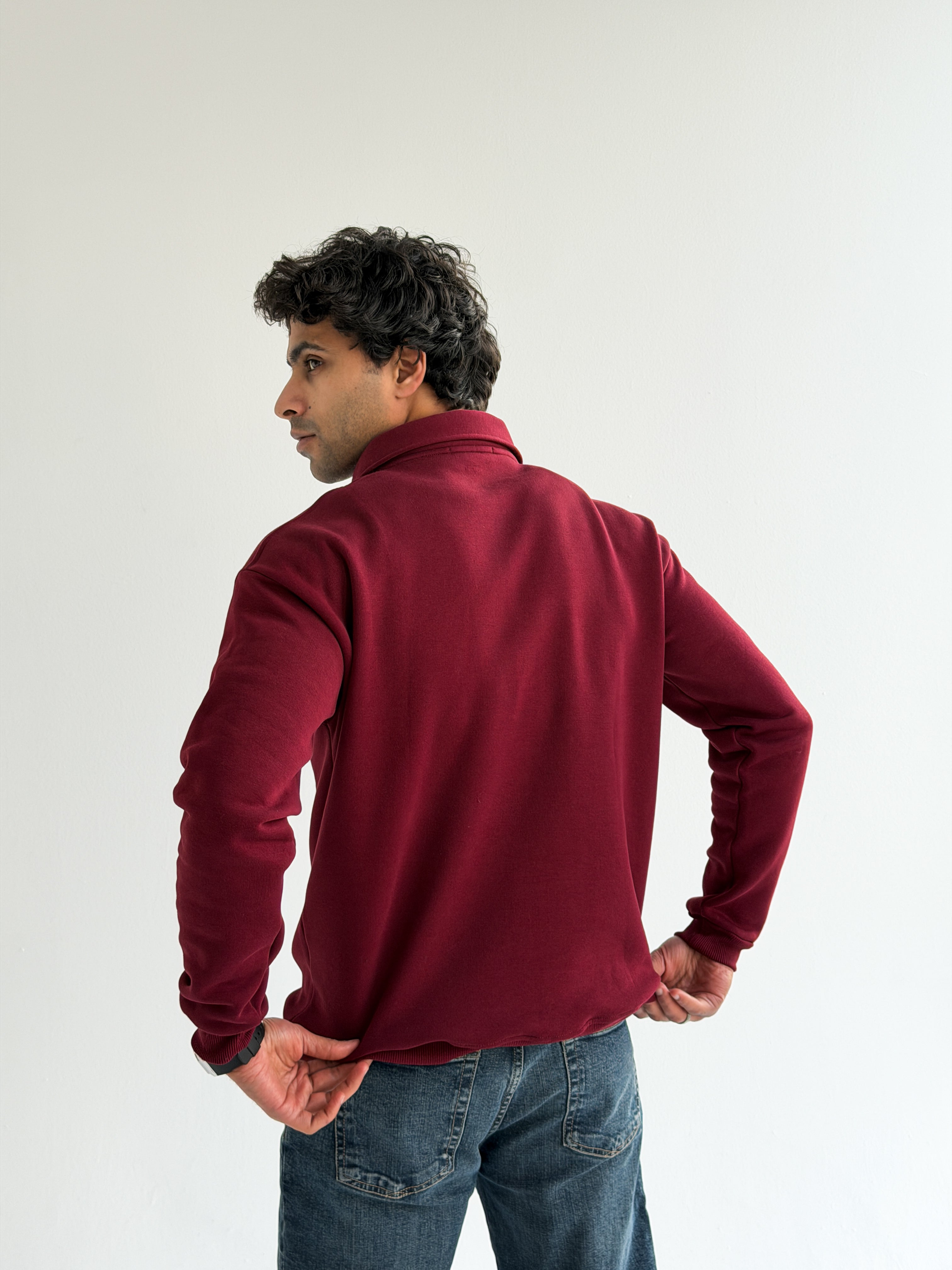 burgundy Collared sweatshirt